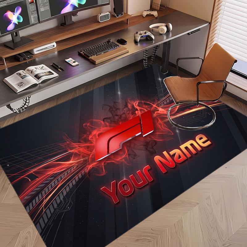 Custom Rug F1 Pattern Print Name Text Soft Non‑Slip Floor Carpet for Home Indoor Decoration