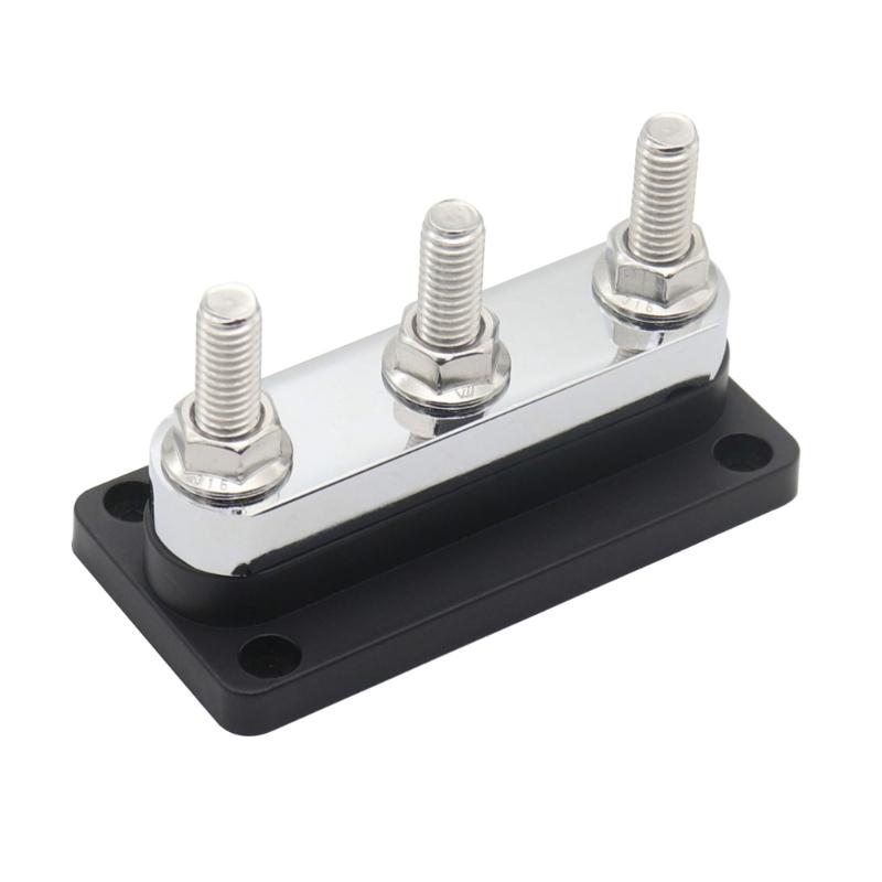 3/8" 3 Stud Power Distribution Block,Bus Bar with Cover ,High Current Wiring Stud for Marine Boats Automobiles