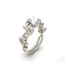 Elegantes Prinzessin Olivenblatt Verlobungsring Set mit Diamant und Blauem Zirkon für Damen