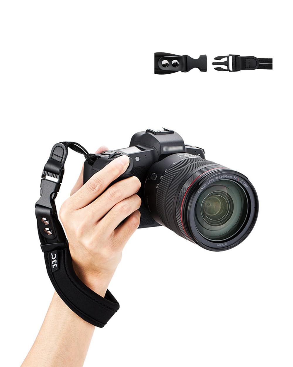 

JJC Quick Release Soft Camera Hand Strap for Canon EOS R5 Mark Kiss Kiss and Made of Strap/Wrist II, R5, R7, R8, R50, R10, R100, R6M2, R5C, R5, R6, R, чорний