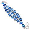 Tanzanite Quartz Oval Shape Gemstone Bracelet Elegant Adjustable Link Jewelry 8"