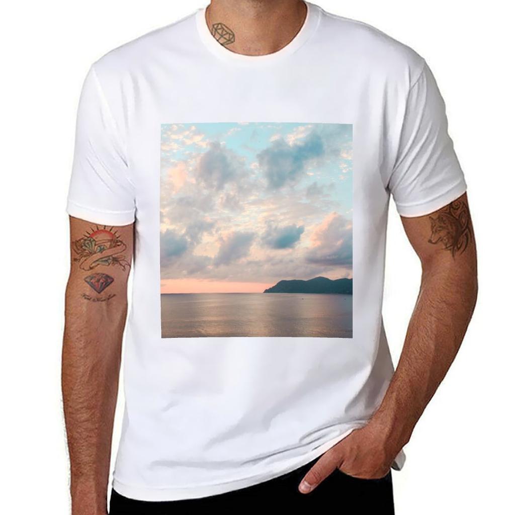 Sunset On The Ocean Tshirt Large Size Casual Tee Shirt Tshirt