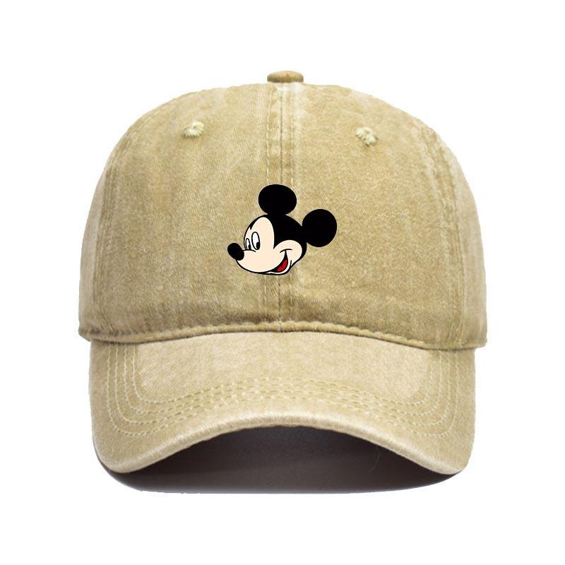 Retro Washed Mickey Mouse Print Baseball Cap Men Women Vintage Kpop Snapback Cap Adjustable Breathable Trucker Hat Sunscreen Hat