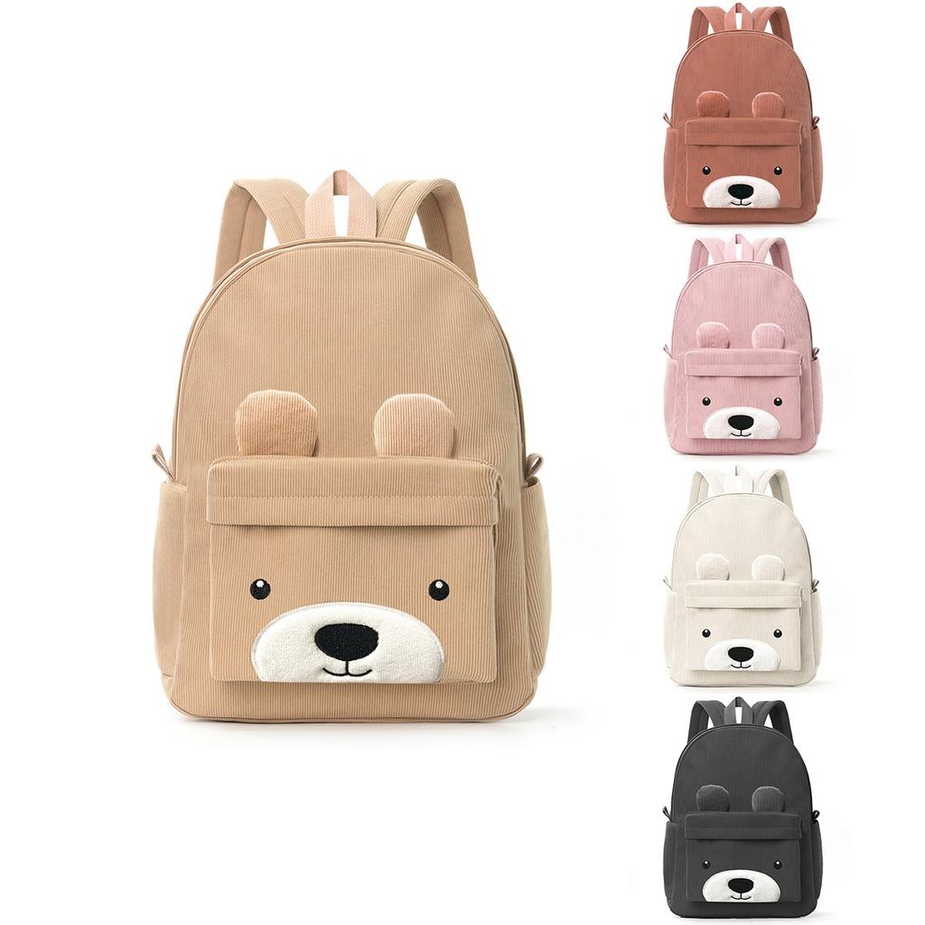 Corduroy Children's Backpack Elementary School Bag Fashi Casual Bear Backpack Large Capacity Backpack