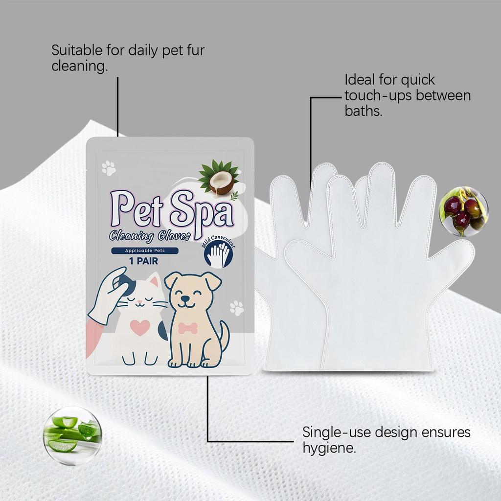 Dog Glove Wipes Everyday No-Wash Gentle 1 Pair Pet Cleaning Gloves Dog Wipes For Small To Large Breeds Kitten Puppy Travel