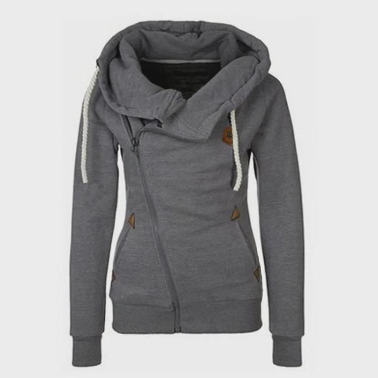 Womens Sports Jacket with Side Zipper Hooded Cardigan