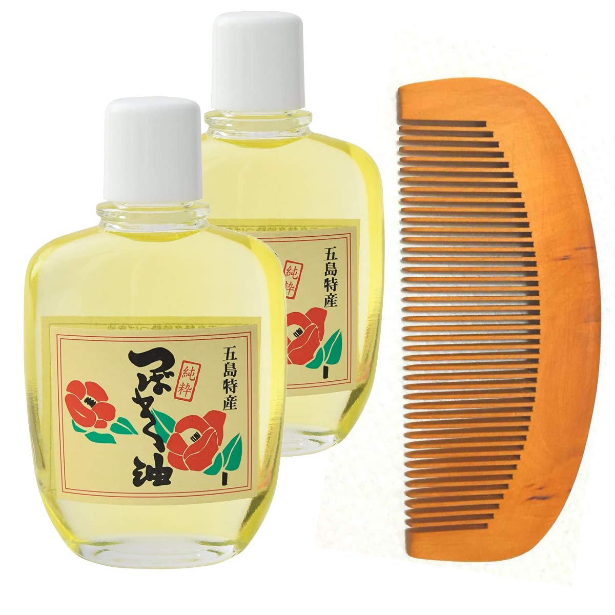 

Goto Specialty Pure Camellia Oil, 100cc, Set of 2, with Wooden Comb