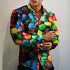 Men's Shirt Food Pattern Printed Lapel Pink Outdoor Street Long Sleeve Printed Clothing Garment Fashion Street Designer Casual