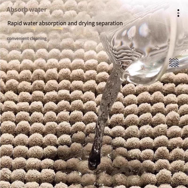 Chenille Bath Mat Non-Slip Backing Plush Soft Absorbent Rug for Bedroom Bathroom Entryway Machine Washable Home Decor