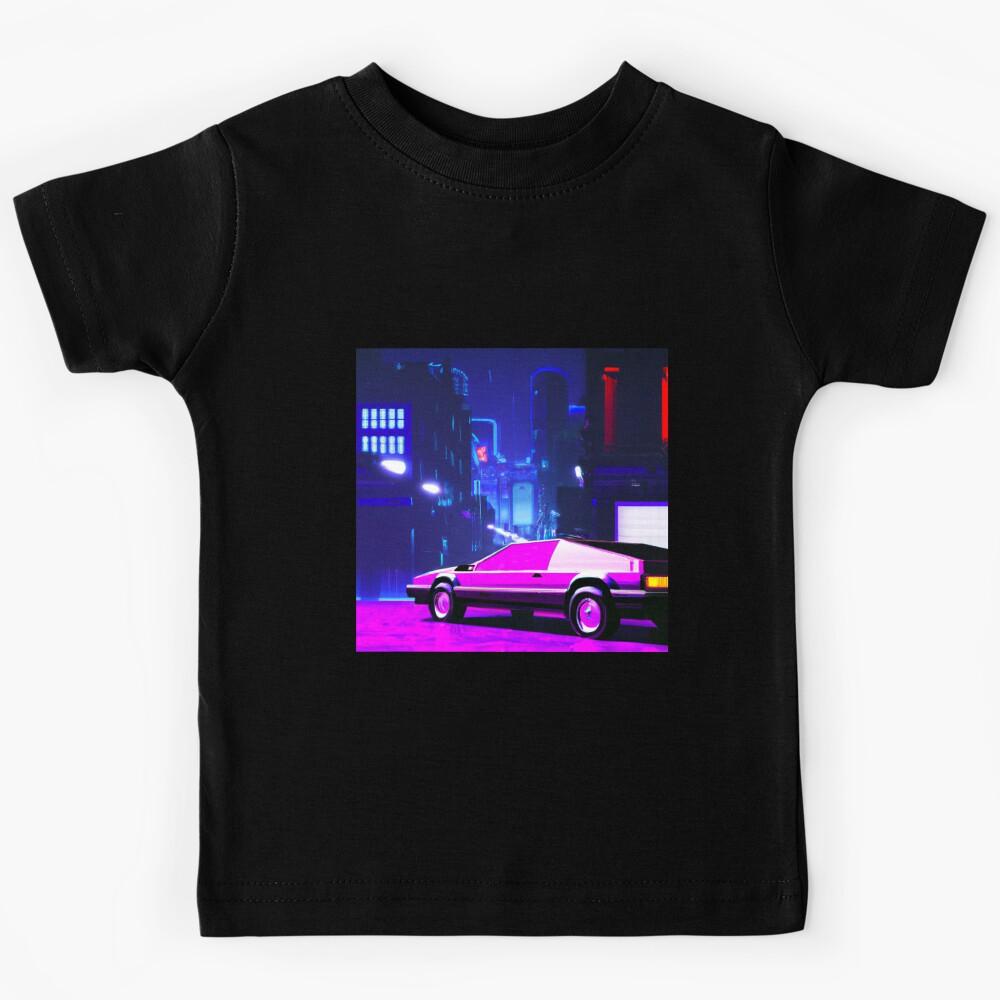 Boxy sports car in night city Kids T-Shirt 150