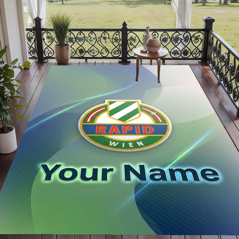Custom Text Printed Rug Rapid Wien FC Non Slip Floor Carpet For Home Room Decor