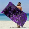 Purple Plumeria Polynesian Beach Towel Patterned Sunscreen And Windproof Suitable For Swimming Pool Camping Travel
