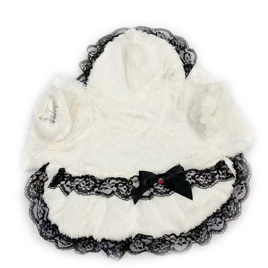 Haustier Warmes Kleid Weich Hautfreundlich Niedlich Kapuzenhund Winterkleidung für Welpe Katze Party Täglich Beige L