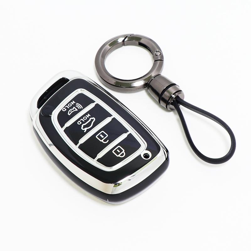4 Button For Hyundai Sonata Ix25 I20 Creta Santa Fe Gls Reina Ix35 Grand I10 Elantra Tucson Tpu Car Key Cover Case Keychain