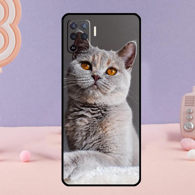 British Shorthair Cat Phone Case For Oppo A18 A38 A58 A78 A98 A74 A94 A54 A40 A60 A80 A16 A76 A96 A15 A57S A17 A77