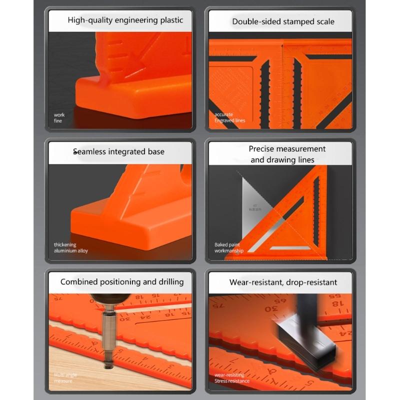 Carpenter Rafter Square Triangle Ruler Angle Drawing Tool for Exact Measurements in Furniture and Model Construction