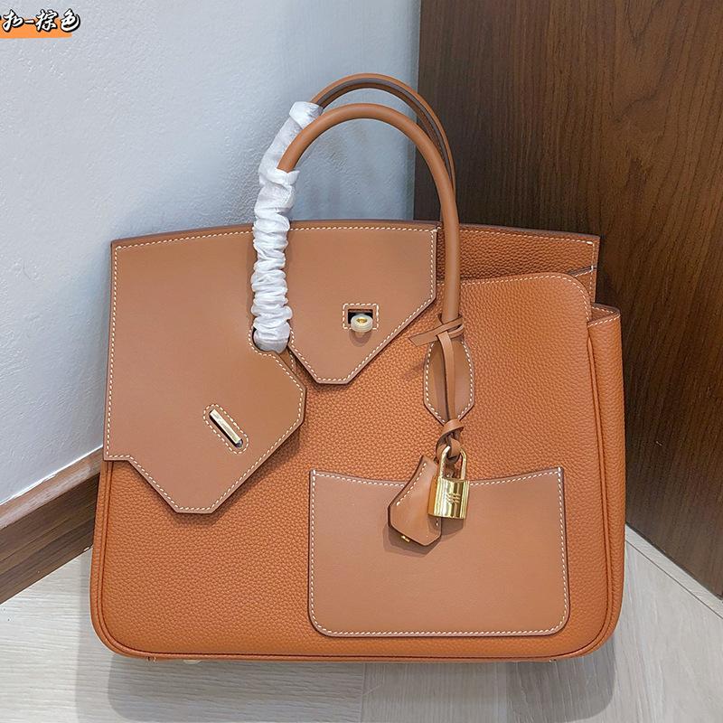 2025 Neuer Stil Reißverschluss Ledertasche 30cm Doppelseitig Unregelmäßig Echtes Leder Damenhandtasche High-End Handgefühl Henkeltasche