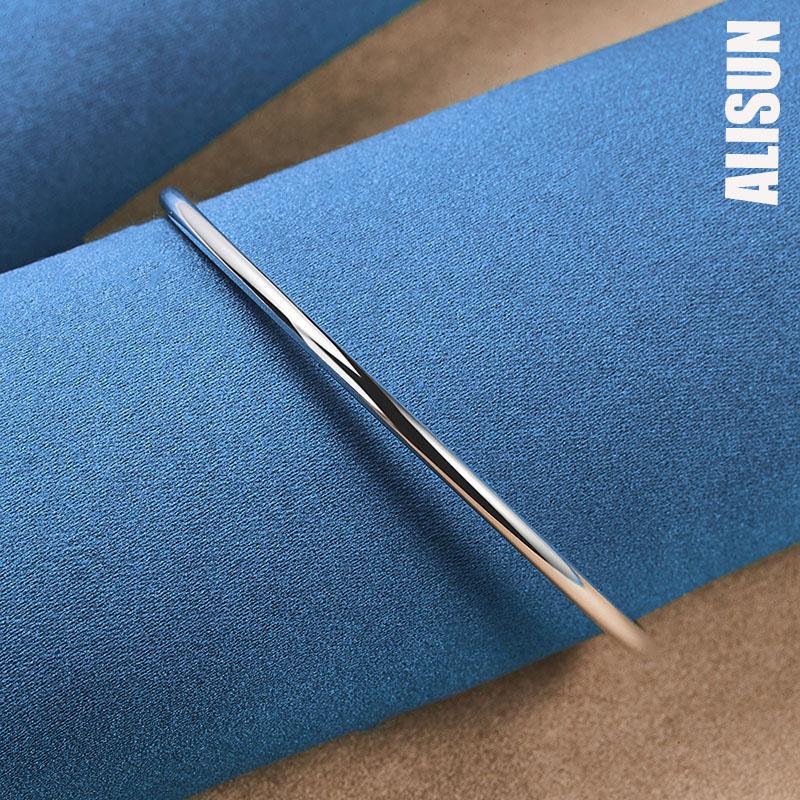 Bracelet lisse tendance en argent sterling 925 de 3 mm, bijoux de mariage à la mode