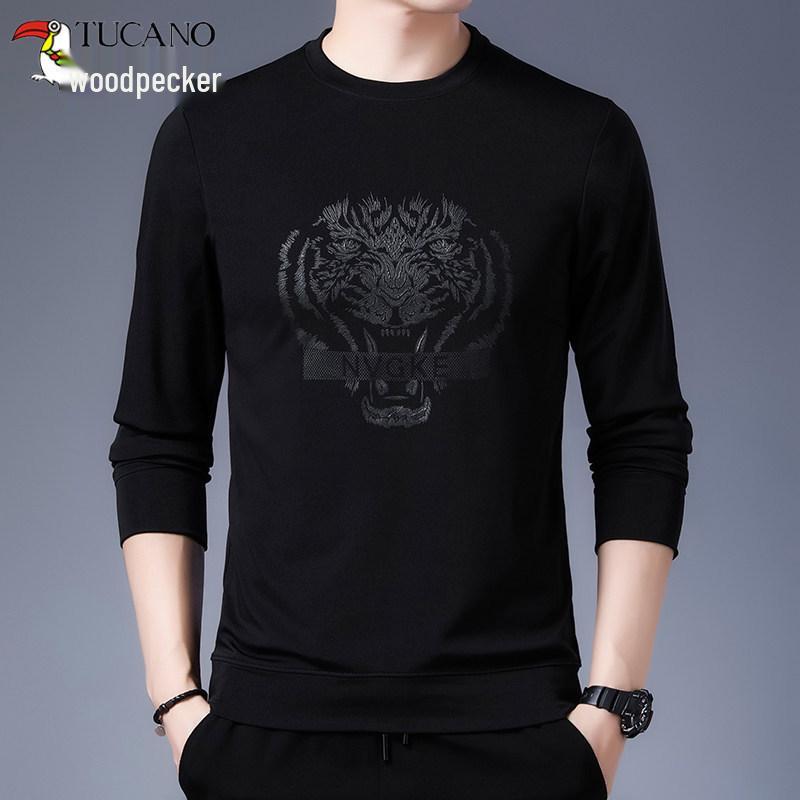 Clearance: Woodpecker Spring/Autumn Men's Long-Sleeve Round Neck Cotton T-Shirt Base Layer