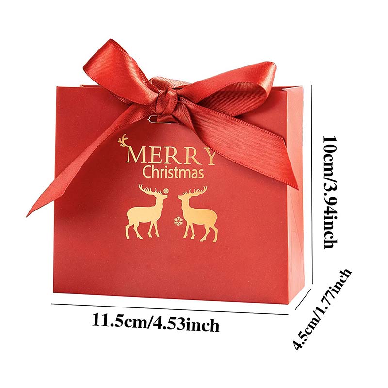 WTEMPO Christmas Ribbon Bow Gift Boxes Christmas Party Decor Packaging Boxes DIY Foldable Paper Bags Perfect for Halloween New Year