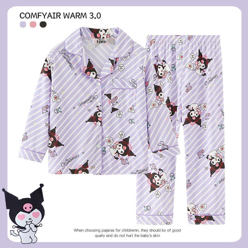 Children's Spring/Autumn Cartoon Print Pajamas, Long-Sleeve Cardigan Style for Boys and Girls