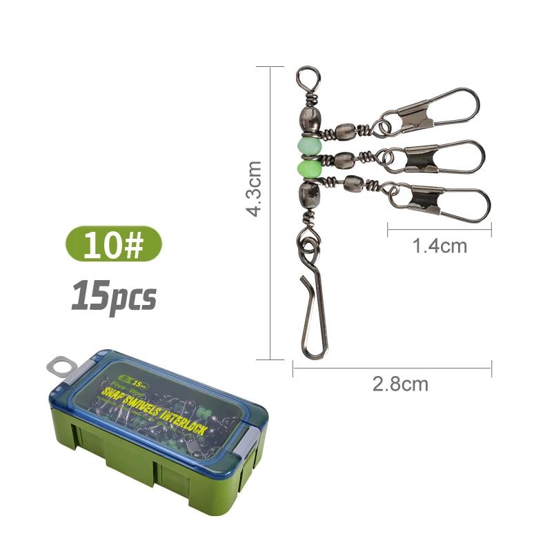 

8#/10# Glow Fishing Pin Connector - Swivel Barrel Squid Rig with Hard Bait Lock, 25 - Piece Kit for Luminous Tackle