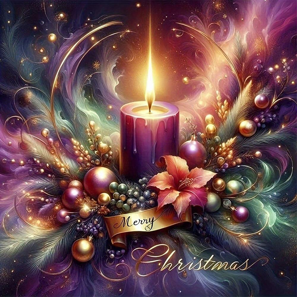 DIY 5D Diamond Painting Christmas Wreath Mosaic Candle Full Drill Embroidery Flower Crafts Art Supplies Unique Gift