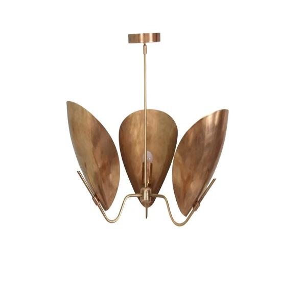 3 Light Curved Shades Pendant Mid Century Modern Raw Brass Sputnik chandelier light Fixture