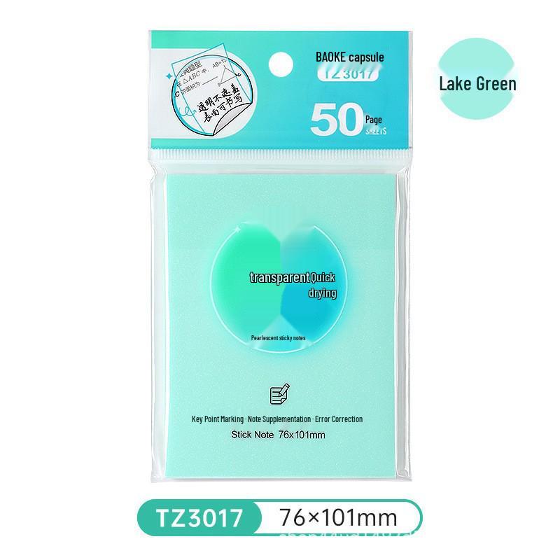 Transparent Pearlescent Sticky Notes: Waterproof, Tearable Memo Paper for Students, High-Value, Ins Style, Quick-Drying.