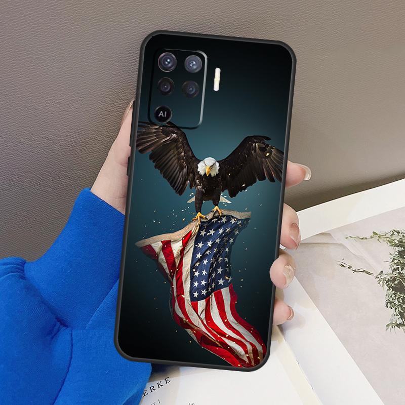 American USA Flag Eagle Case For Oppo A77 A57 A17 A60 A80 A40 A74 A54 A94 A78 A98 A18 A38 A58 A96 A76 A16 A15 A5 Pro