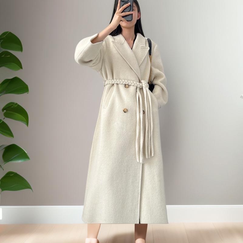 Dámský oboustranný kašmírový vlněný kabát - 2025 podzim/zima korejský módní styl.