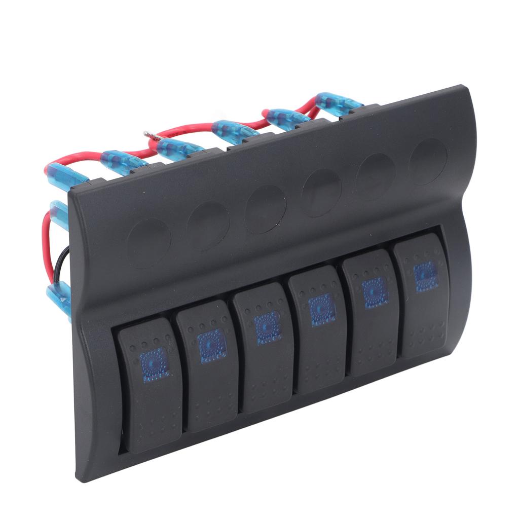 Electrical Switch Panel 6 Gang Pre Wired Blue LED Switch Control Panel with Overload Protector for B