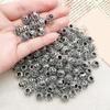 10Pieces European Style Spacer Beads with Large Holes Silver Round Spacer Beads Accessory for Creative Jewellery Making
