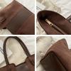 Wildleder Oberfläche Handtasche Für Damen, Koreanische Mode Freizeit Pendler Handtasche, Vintage Farbkollision Spleißung Tote Bag