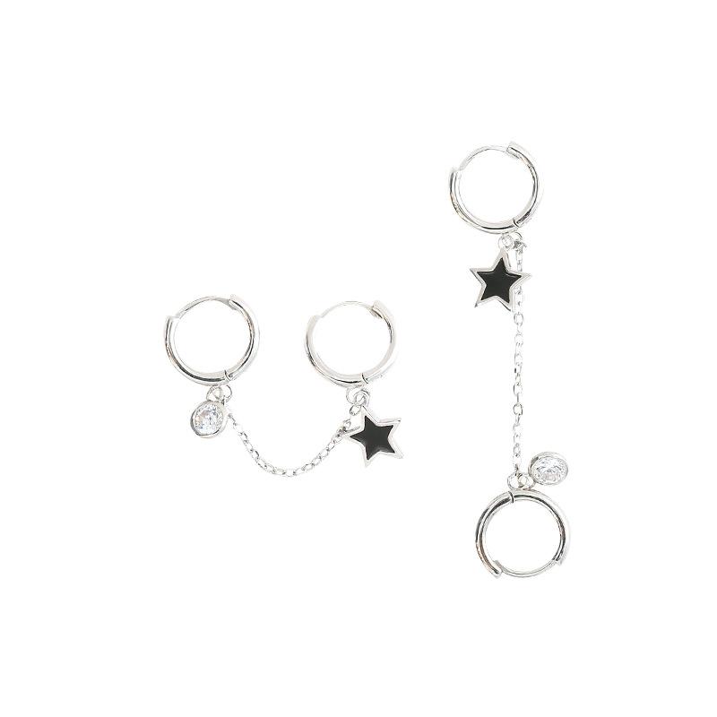 

Earrings, Double Earrings, One-Piece Earrings, Pentagram Star, Drop Glue, Zircon Earrings, Cool And Handsome Star Earrings, Female Dark Wind.