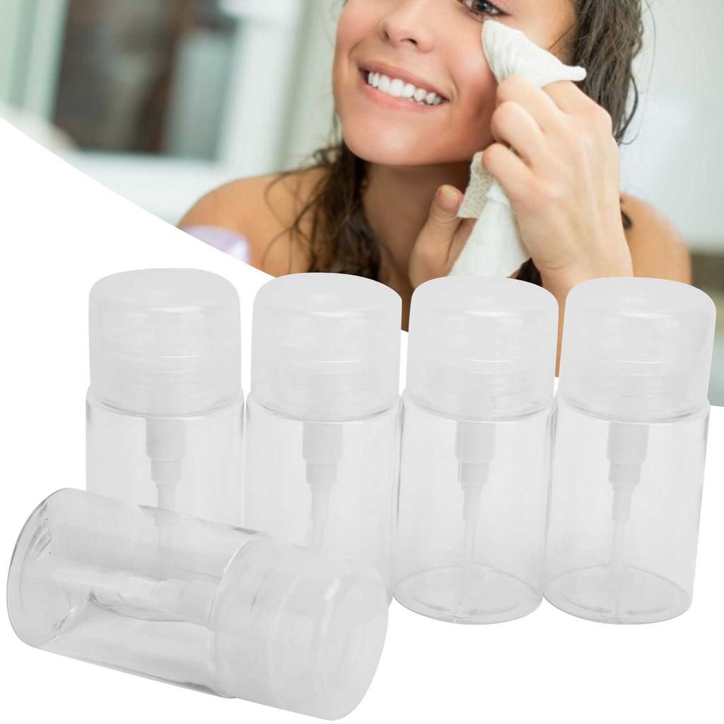 5Pcs 100ml Cosmetic Empty Bottle Cleansing Plastic Liquid Press Pump Refillable Bottles