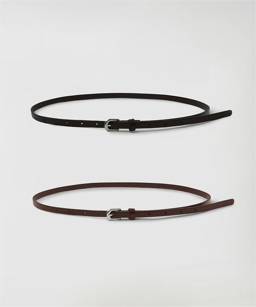 LENAV 1Cm Micro Slim Cow Leather Belt (2Color)