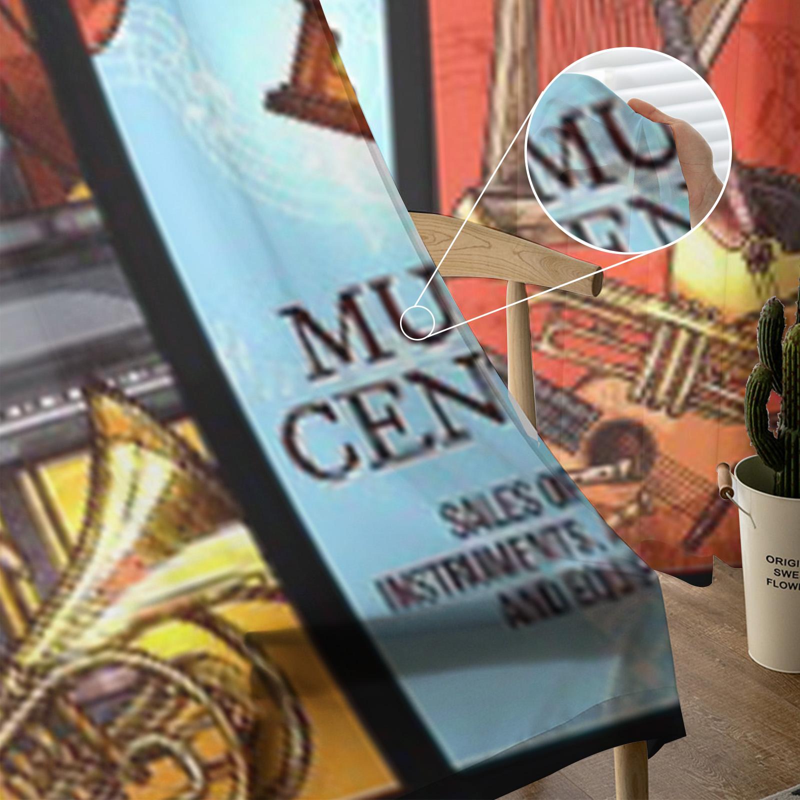 Тюлевые прозрачные оконные шторы с музыкальными инструментами для гостиной — фото 3