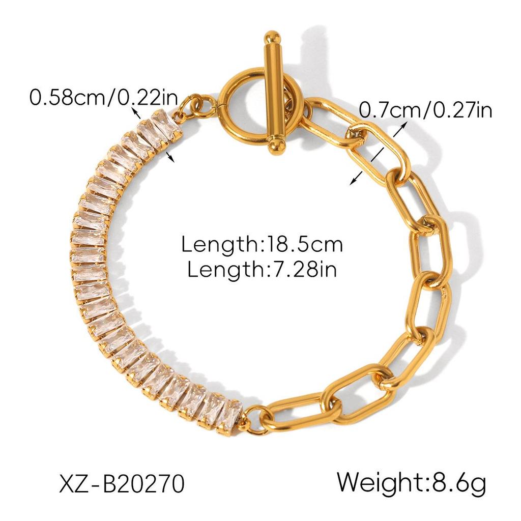 Bransoletka ze stali nierdzewnej pozłacana 18k – Klasyczny minimalistyczny styl europejski i amerykański, nieblaknąca biżuteria damska.