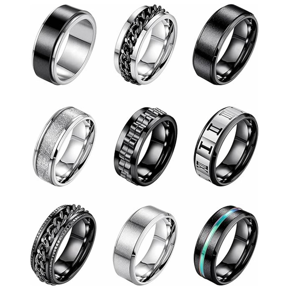 TK Trendy Hip Hop Rotating Decompression Titanium Steel Men's Ring