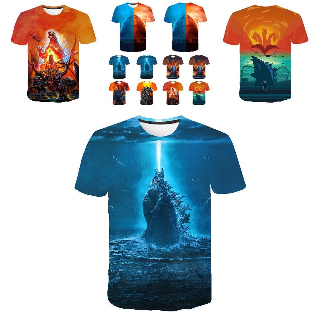 Vibrant 3d Print Godzilla King Of The Monsters Unisex Casual Short Sleeve T-shirt