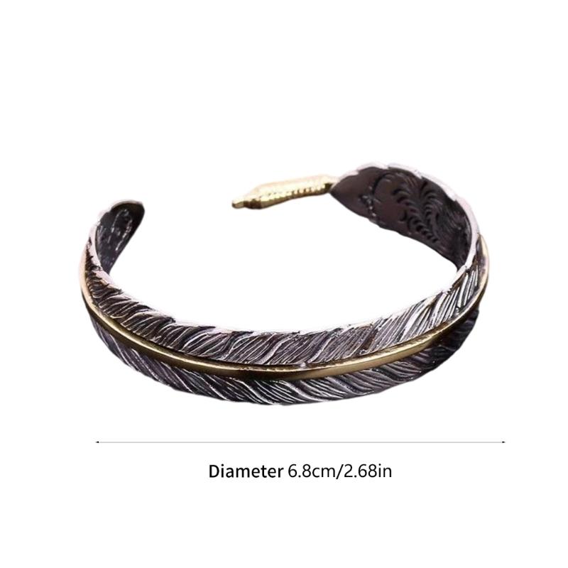 Ethnic Bohemian Style Feather Adjustable Open Bracelet Ethnic Cuff Bangle Handmade Jewelry Accessory For Women Men