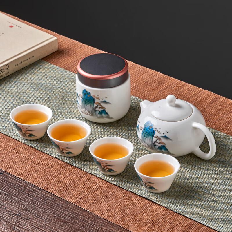 Gold Inlaid Jade Porcelain Tea Set