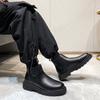 Korean Style Men's Casual Chelsea Boots Tide Genuine Leather Shoes Warm Autumn Winter Boot Cowboy Platform Ankle Botas Zapatos