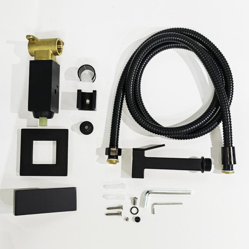 Matte Black Solid Brass (Copper Core) Handheld Bidet Sprayer - Wall-Mounted Health Faucet with Hose & Holder
