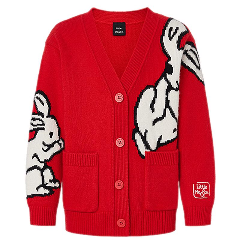 little MO&Co. Kids  New Year Red Wool Knit Cardigan 120