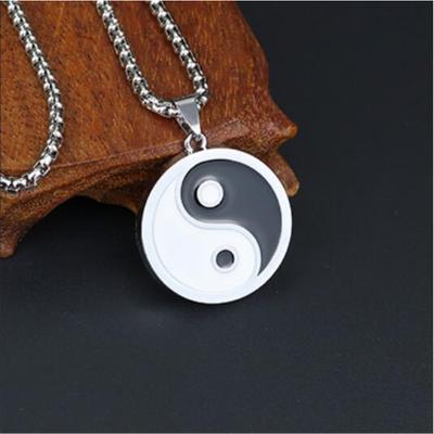 Šperky z titánovej ocele, Pánsky náhrdelník s Tai Chi Bagua, Retro klasický etnický štýl prívesok