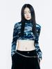 VEGAN TIGER Print Velvet Crop Top (Black)