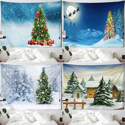 Christmas Tree Snow Scenery Tapestry Bedroom Living Room Home Christmas Wall Decoration