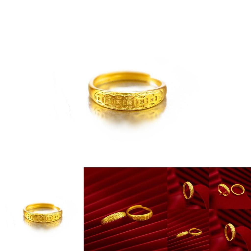 Attractive Womens Adjustable Coin Ring In Gold Plated Brass Elegant Finger Wear